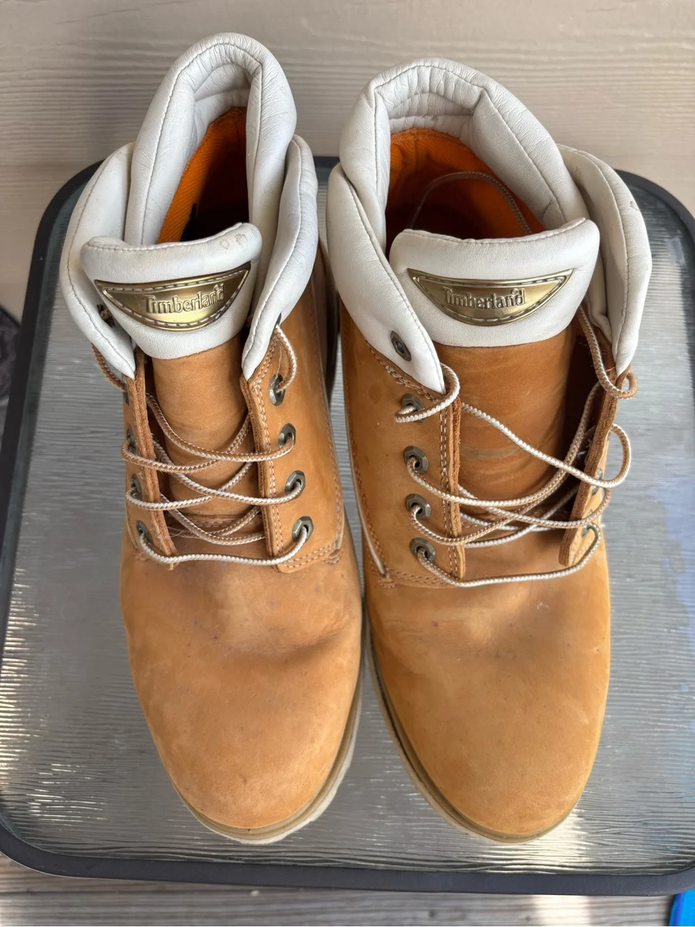Timberland Wheat Nubuck Low Ankle Work Boots with White Collar